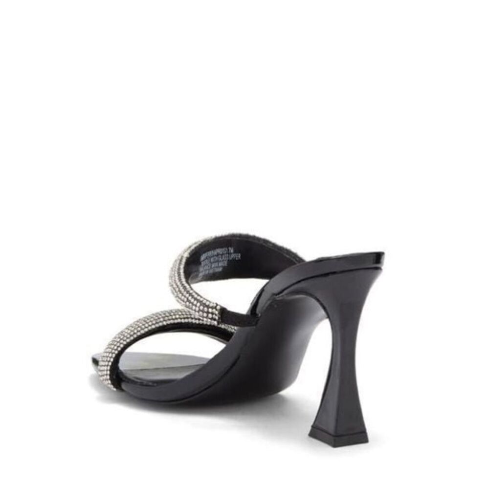 Revolve Steve Madden Metallic Harperr Black Crystal Embellished Heeled Sandals - Picture 4 of 13
